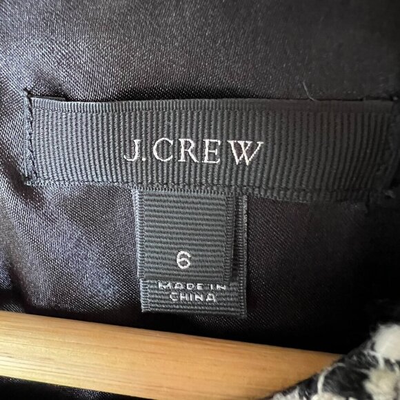 J Crew Dress Womens Size 6 Black & White Tweed Pleated Sheath Academia - Picture 2 of 16
